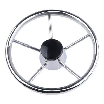 China Marine Hardware Boat Yacht Accessories Boat Parts Sport 28 Degree Destroyer Style Steering Wheel Stainless Steel 5 Spoke for sale