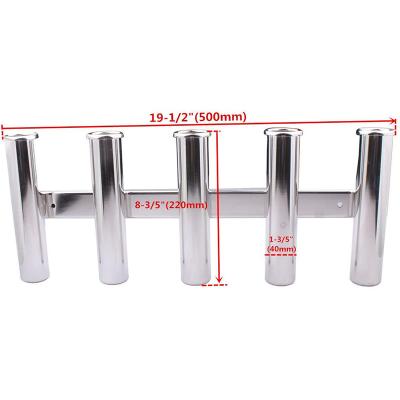 China Marine Stainless Steel 5 Tube Boat Parts Marine Hardware Boat Yacht Accessories Rod Holder Side Mount 5 Link Fishing Pole Holder for sale