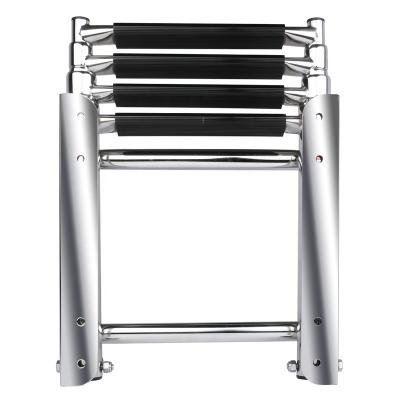 China 4 Step Aluminum Wholesale Bracket Telescopic Ladder With Stopper Stainless Steel For Pontoon Boat Marine Ladder for sale