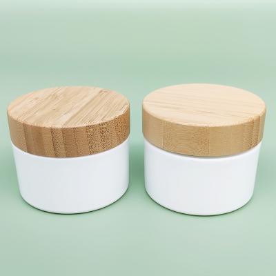 China New cosmetic plastic cream jar with lid 20g 30g 50g 100g 150g 200g 250g white bamboo plastic PET cosmetic jar for sale