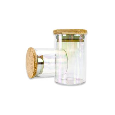 China Steamable OEM ODM 3oz 4oz 5oz 6oz 7oz Food Grade Airtight Leakproof Plating Colorful Clear Glass Jars With Bamboo Lids for sale