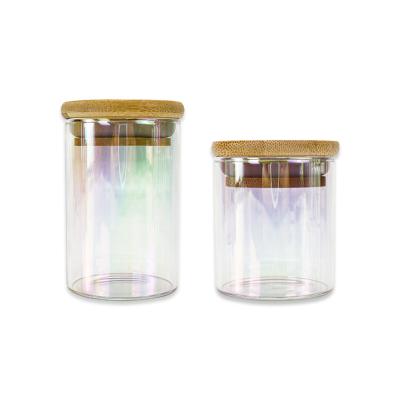 China ODM 200ML 500ML OEM ODM 200ML 500ML Airtight Leakproof Plating Lid Food Grade Steamable Food Storage Bamboo Glass Jar for sale