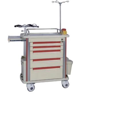 China Metal Factory Supply Abs Top Board Medical Cart Hospital Instrument Clinic Emergency Trolley for sale