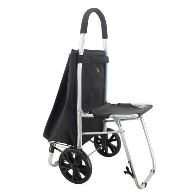 China 2021 Folding Korea Aluminum Alloy Trolley Cart Shopping Bag With Seat for sale