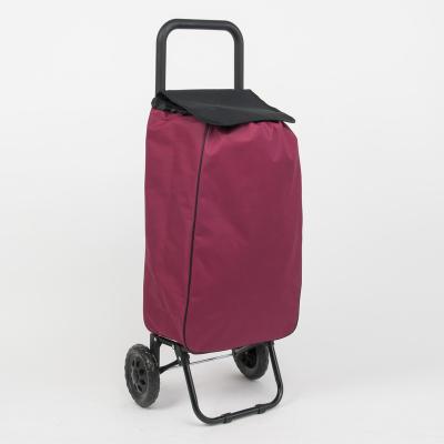 China Folding Wheeled Reusable Supermarket Shopping Trolley With 600D Polyester Bag for sale