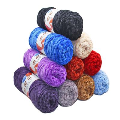 China New 42 Colors 100g Anti-static Super Soft Plush Acrylic Yarn 100%Polyester Chenille Yarn Crochet Yarn for sale