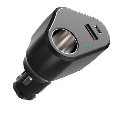 China ABS+PC 12V 24V Car Charger Cigarette Lighter Splitter 18W USB-c Power Dual Port Fast Charging Adapters for sale