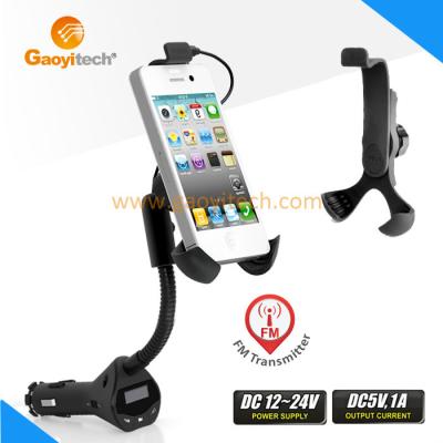 China Hot Selling Mobile Phone Micro USB FM Transmitter With Phone Charger And Holder Function for sale