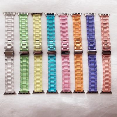 China Realease Quick Replcement Watch Band For iWatch6 5 4 3 2 Se Luxury Transparent Watch Band Strap 42mm 44mm Silicon Resin Replacement Strap Watch Accessories for sale