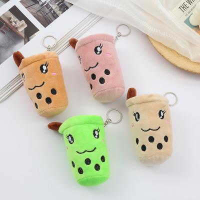 China Bag decoration gift 10cm mini handmade boba plush keychain bubble tea stuffed key chain for sale