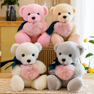 China Wholesale Cute Animal Doll 4 Colors Heart Red Ribbon Teddy Bear Plush Stuffed Toys Valentine's Day Gift Soft Stuffed Animal Doll Teddy Bears for sale