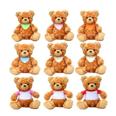 China Low MOQ Promotional Customized Cute Animal Doll Stuffed Animals Toy Custom Teddy Bear With LOGO Bib And T-shirt for sale