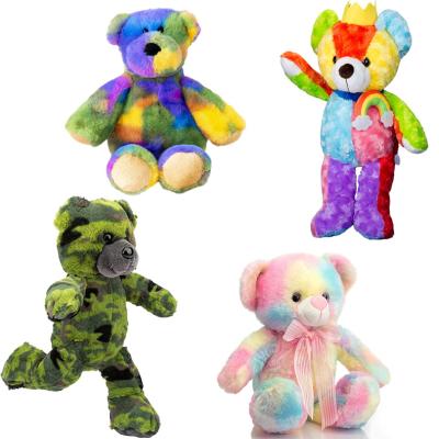 China Promotional Customized Colorful Plush Toy Teddy Bear For Baby Gift Cute Animal Doll Rainbow Color Bear Soft Toys for sale