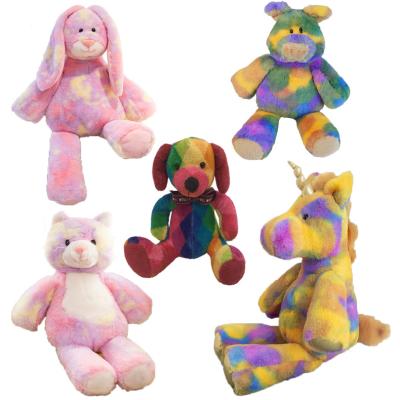 China Cute Animal Doll Customized Colorful Rainbow Color Rabbit Unicorn Dog Bear Stuffed Animals Plush Toy For Kids Gift for sale