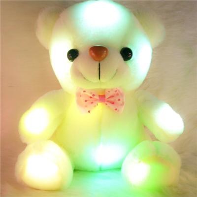 China Cute Animal Doll Light Up Inductive Teddy Bear Stuffed Animals Plush Toy Colorful Glowing LED Bow Tie Teddy Bear Valentine Gift for Kids Girls for sale