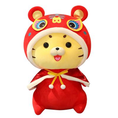 China Tiger By Home Decoration 2022 New Year Annual Meeting Gifts Chinese ZodiacTiger Mascot Plush Sound Doll Toy for sale