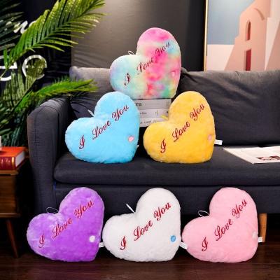 China Anti-pilling Flickering Heart Shape Plush Tile LED Night Light Glowing Pillow Cushions Stuffed Toys Gifts For Friends Valentine's Day for sale