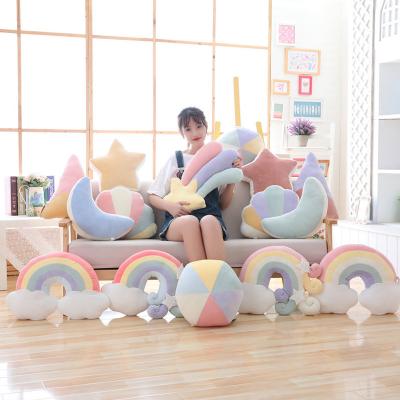 China Viable Creative Fluffy Tile Cushions Rainbow Star Cloud Shell Plush Decorative Back Pillow For Friends Valentine's Day for sale