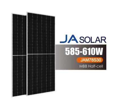 China SOLAR PANEL 585W 590W 595W 600W 605W 610W SINGLE GLASS JA MODULE JAM78S30 585-610/GR 188mmx188mm PERC for sale