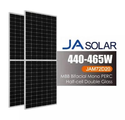 China SOLAR PANEL 440W 445W 450W 455W 460W 465W BIFACIAL GLASS MODULE JAM72D20 440-465/MB 166mmx166mm PERC MONO HALF-CELL JA for sale