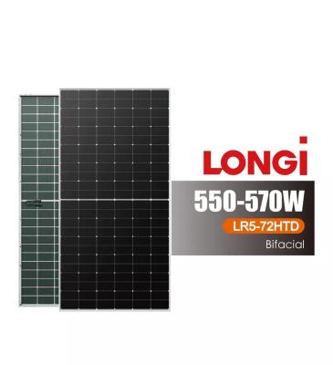 China LONGi solar panel perc 550W 555W 560W 565W 570W 575W 580W double glass solar panel 144cell 182mmx182mm for sale