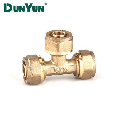 China Hot Selling PEX Pipe Brass Compression Tee Pex Pipe Quick Female Threaded Coupling Fittings for sale