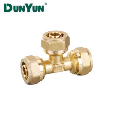 China Professional Brass Copper Pipe Connector Compression Tee 16 3 Way 20 25 32 for sale