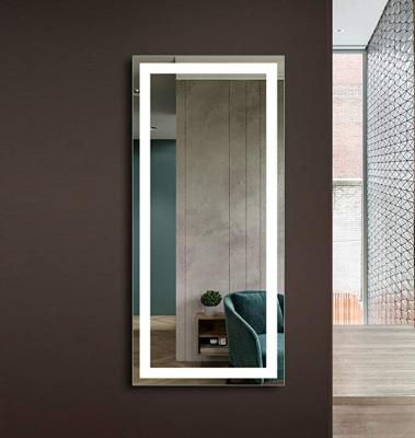 China Modern Magnifying Backlit Mirror Designer Bangladesh Bathroom Full Length Stand Floor Led Mirror for sale