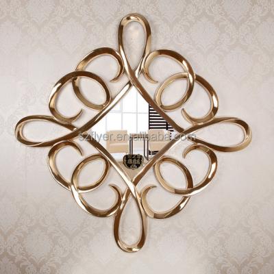 China Samll Quantity Acceptable Different Shaped Antique Wall Mirror Gold Leaf Frame Shape Wall Mirror for sale