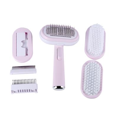 China Stocked Pet Comb Hair Dog Slicker Brush, Automatic Pet Hair Remover Brush Telescopic Needle Comb for Cat and Dog for sale