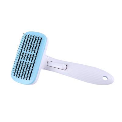 China Stored Portable Blue Dog Cat Grooming Removal Brush Pet Hair Comb Pet Bath Massage Brush for sale