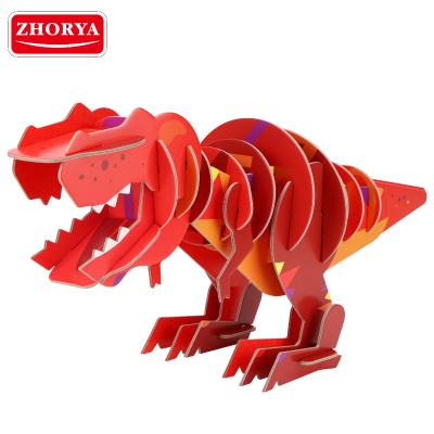 China Safety Material Zhorya DIY 3D Brain Teaser Child Toy Custom Dinosaur Puzzle For Paper Children for sale