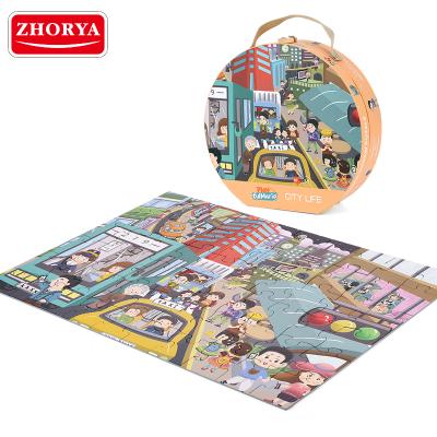 China DIY TOY Zhorya Early Educational Toy Children Paper Jigsaw City Life Jigsaw Puzzle for sale