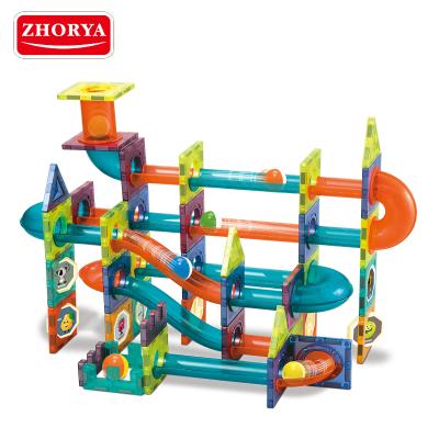 China Zhorya DIY Eco-friendly Material Educational Toy For Kids 3D Magnetic Building Tiles Building Blocks 96pcs Magnetic Set for sale