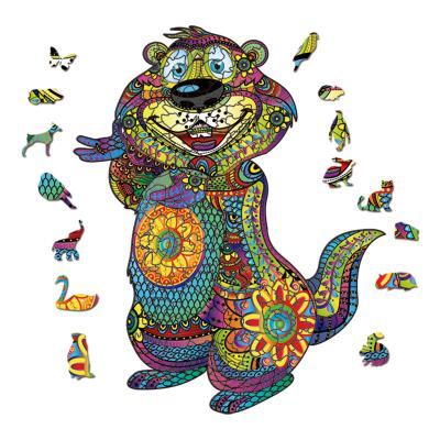 China Zhorya Eco-friendly Material Hot Selling Colorful Groundhog Shaped Custom Wooden Puzzle Toys for sale