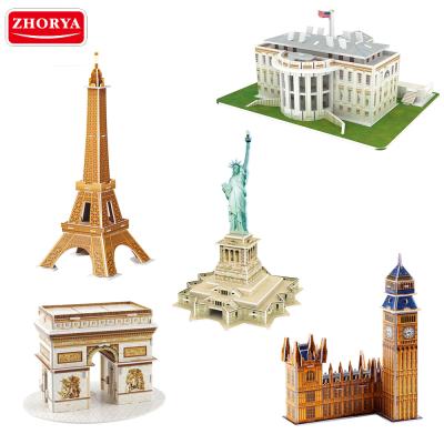 China Cardboard Jigsaw Castle 3d Puzzle Zhorya Jigsaw Jigsaw Puzzle Castle 3d Construction Jigsaw World Famous Building Paper Model Toys for sale