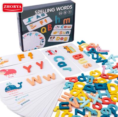 China DIY TOY Zhorya Kids Learning Puns Alphabet Knowledge Word English Spelling Puzzles Wooden Toys for sale