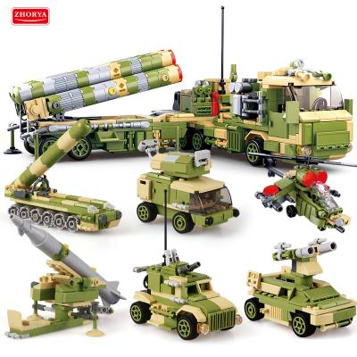 China Eco-friendly Zhorya Sluban Helicopter Armored Vehicle Missile Vehicle Building Block Military Military Building Block Set for sale