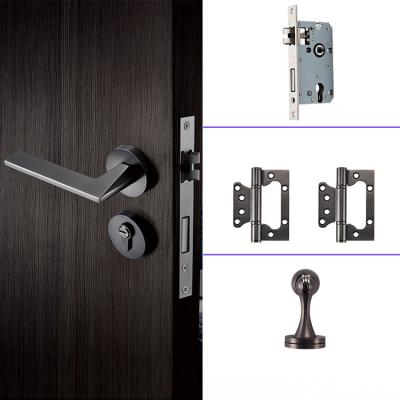 China Rustproof Zinc Alloy Door Handle Brushed Brass Square Door Lock Knob Handle Lock For Wooden Door for sale