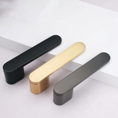 China Modern Interior Door Handles Golden Zinc Alloy Brushed Door Handles for sale