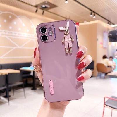 China Best Sales Lovers Rabbit Phone Case Anti-fall Plated Mobile Phone Case Phone Cover for sale