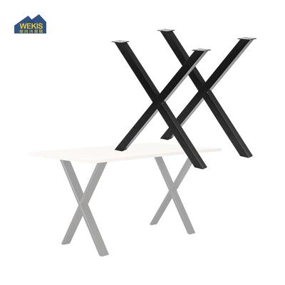 China Modern Black Industrial Custom Sturdy Wrought Metal Cast Iron Steel Furniture X Shapes Vintage Bar Dining Bench Desk Table Legs for sale