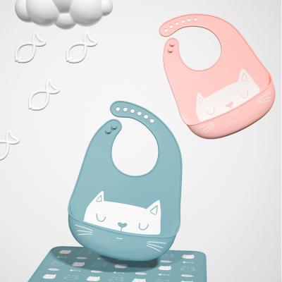 China BPA Free New Product Customized Adjustable Soft Food Silicone Baby Feeding Bib Animal Logo Easily Clean Amazon for sale