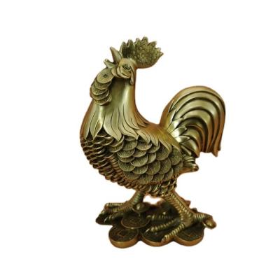 China China Chinese Je-Ching fengshui culture copper rooster statue for exorcism and bring wealth for sale