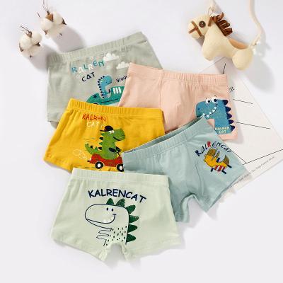 China Cute Four Seasons Cartoon Dinosaur Children Boy 95% Cotton Boxer Teens Boys Panties M-4XL 5 pcs/set for sale