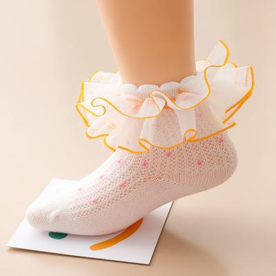 China New Spring Anti-failure Spring Babies Summer Baby Girl Mesh Gauze Princess Sweet Lace Ruffle Fluffy Gathered Sock Dress School Performance Socks for sale