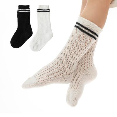 China Breathable Kids Mesh Cotton Thin Socks Uniform Sports Socks Two Knee High Team Tube Socks Sporty Striped For Kid Boy Girl 0-12 Y for sale