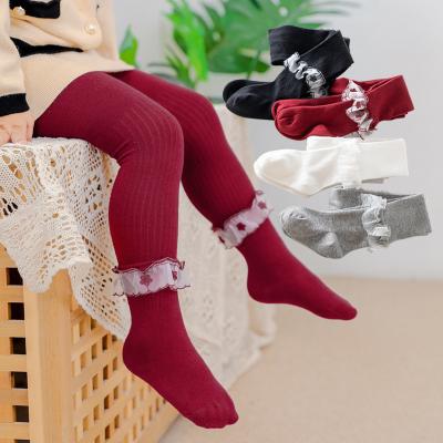 China New Gothic In Autumn Children Girl's Tights Mock Lace Socks Mock 0-8 Years Old Two Piece Cotton Tights Babies 6 Size Beautiful Stylish for sale