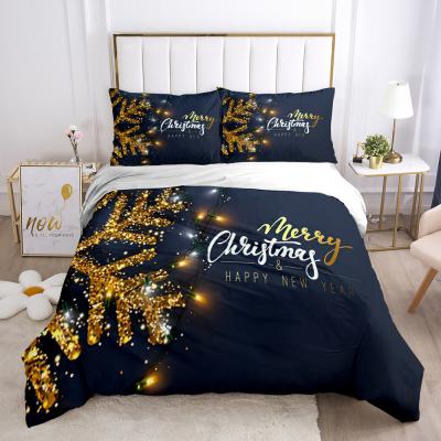 China New Luxury Twin Satin Products Soft Tossed Colorful Printed Silk Jacquard Hotel Christmas Bed Linen Bedding Set for sale