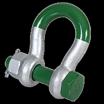 China Heavy Industry Green Pin G5263 3.3 Ton Hot Dipped Galvanized Grade 8 Alloy Steel High Tensile Bow Shackle With Safety Bolt Connection Link for sale